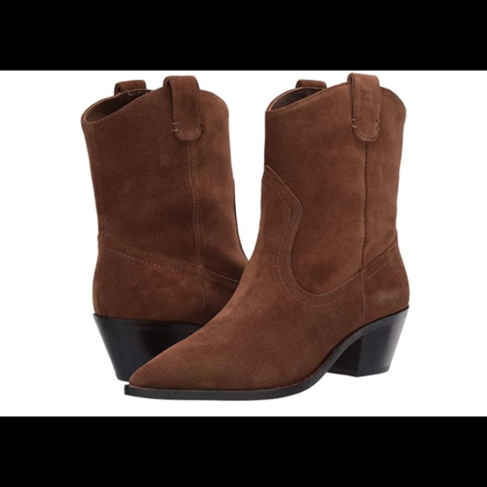 J. Crew Suede Western Tanner Boot - Dark Pecan
